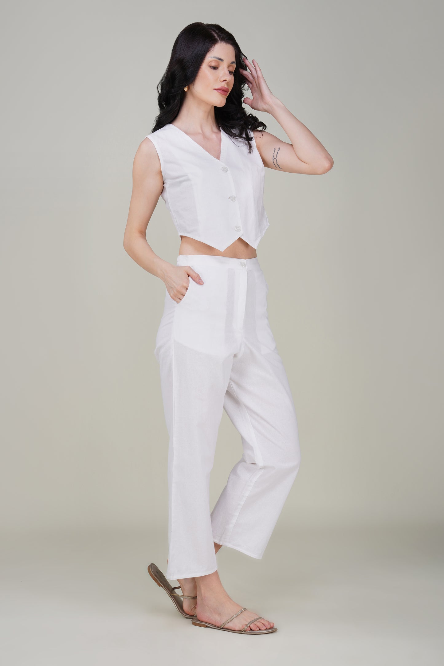 White Cotton Waist coat