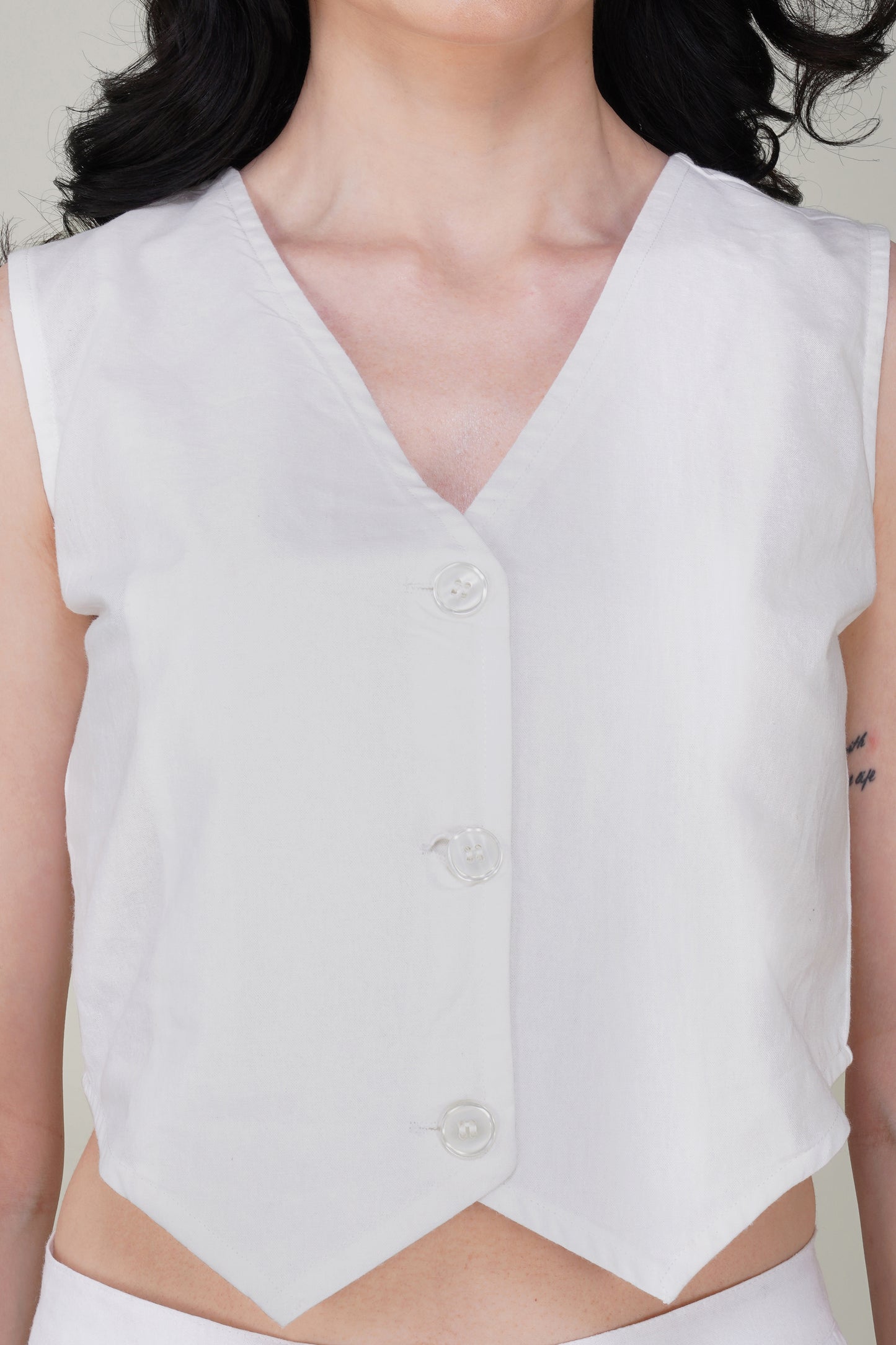 White Cotton Waist coat