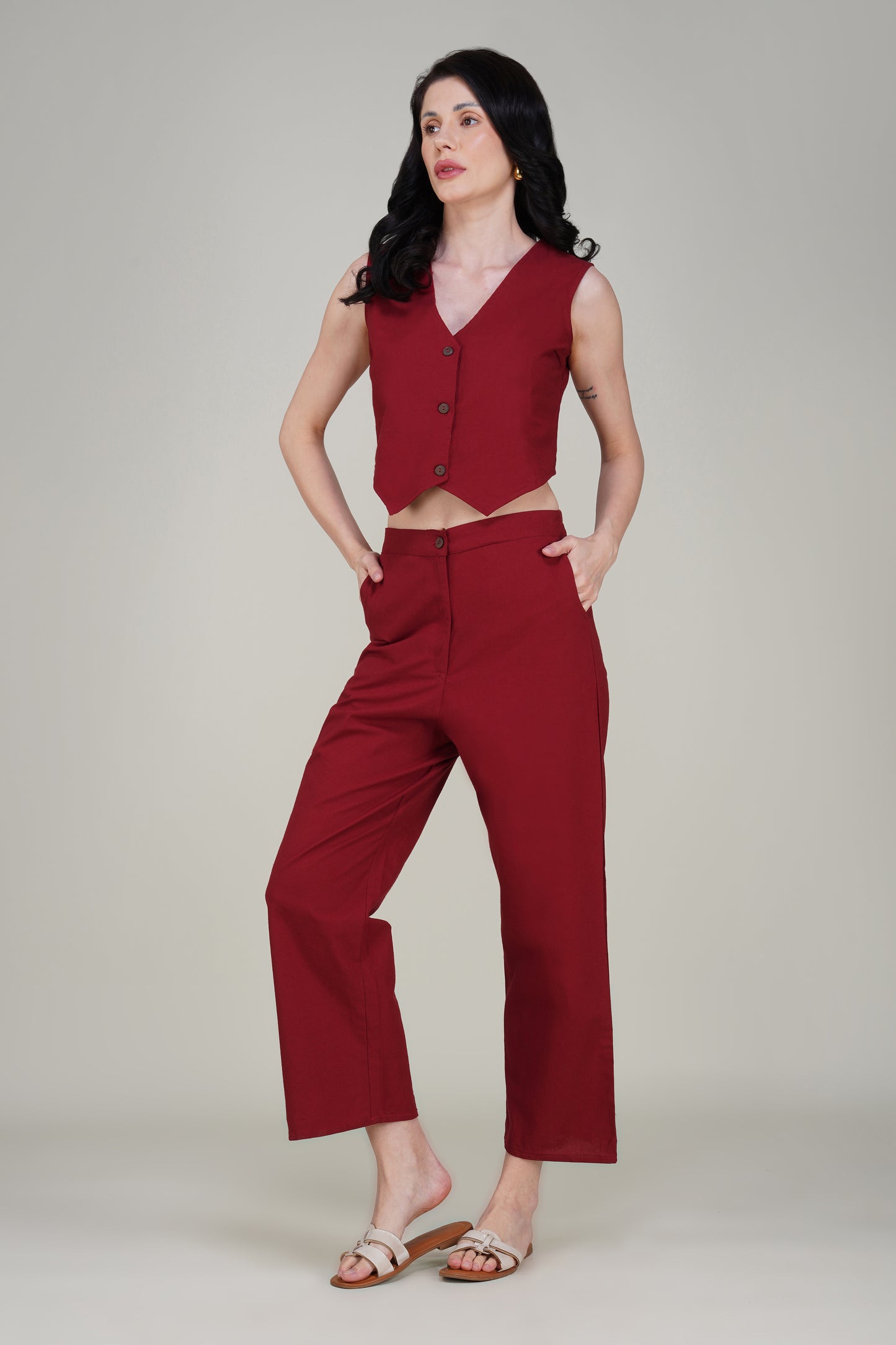Maroon Premium Formal Cotton Pant