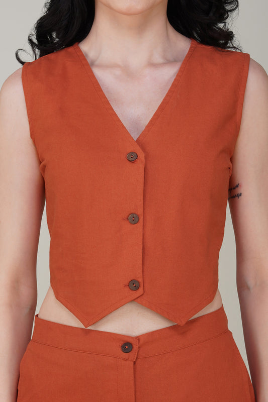 Orange Stylish Cotton Waist coat