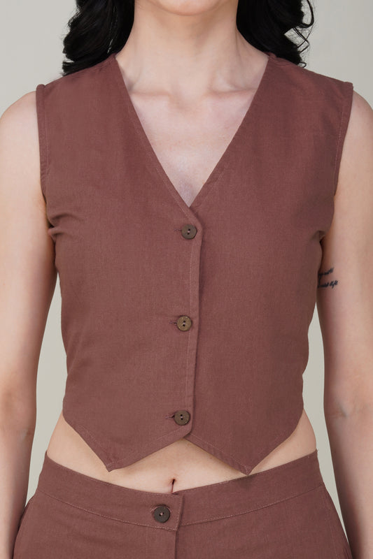 Rose Taupe Stylish Cotton Waist coat
