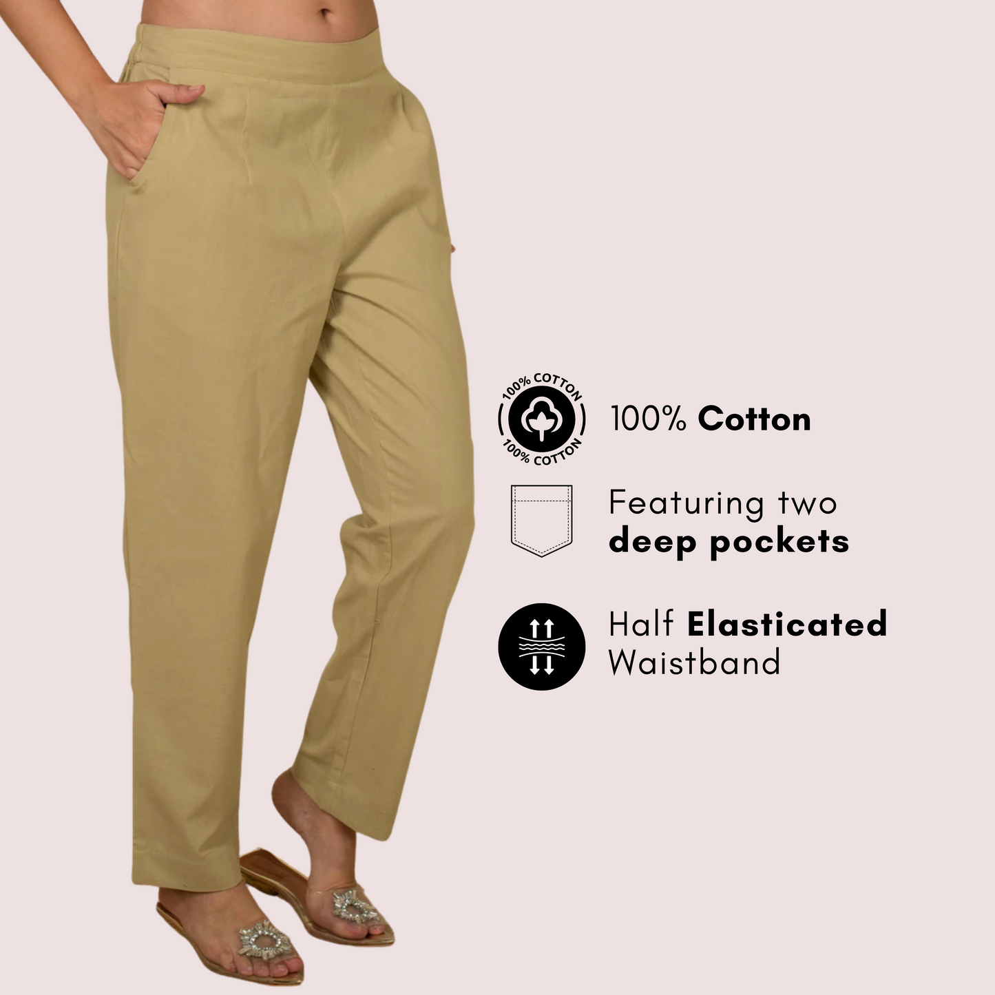 Earthy Brown Wide Leg Cotton Pant