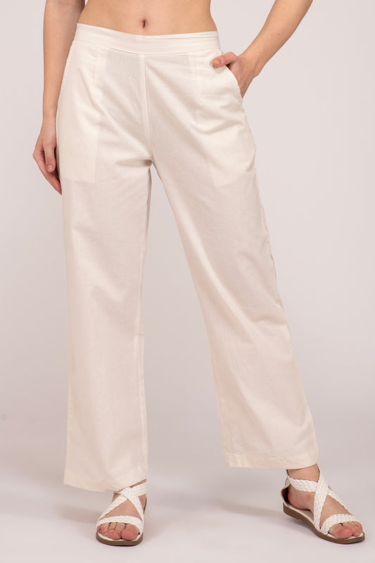 Off - White Wide Leg Cotton Pant