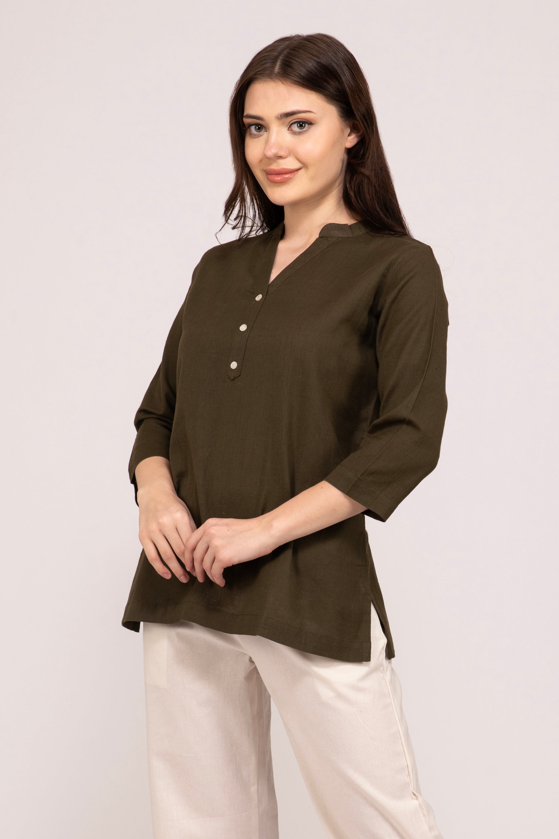 Olive Green Short Kurti