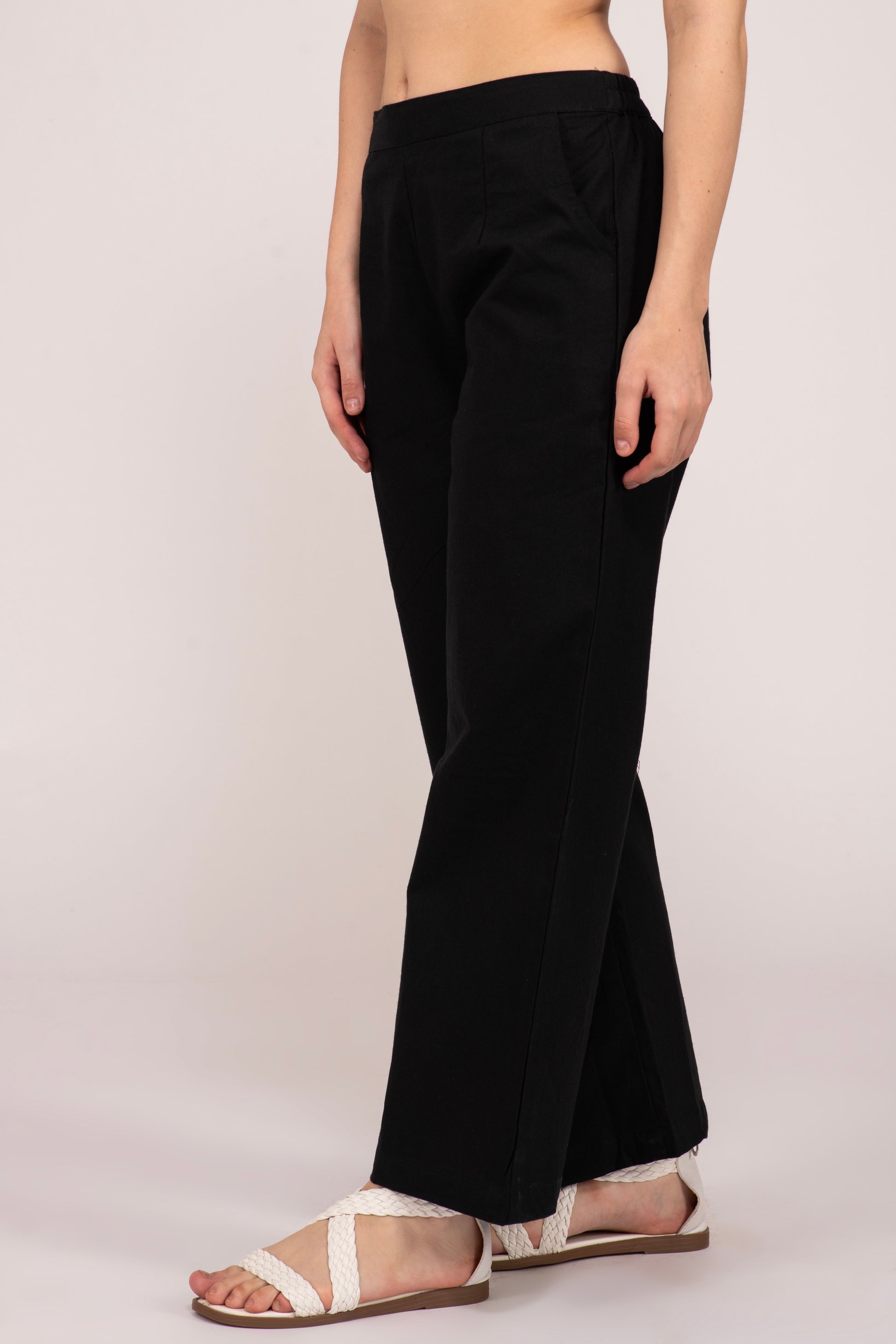 Black Wide Leg Cotton Pant for Women