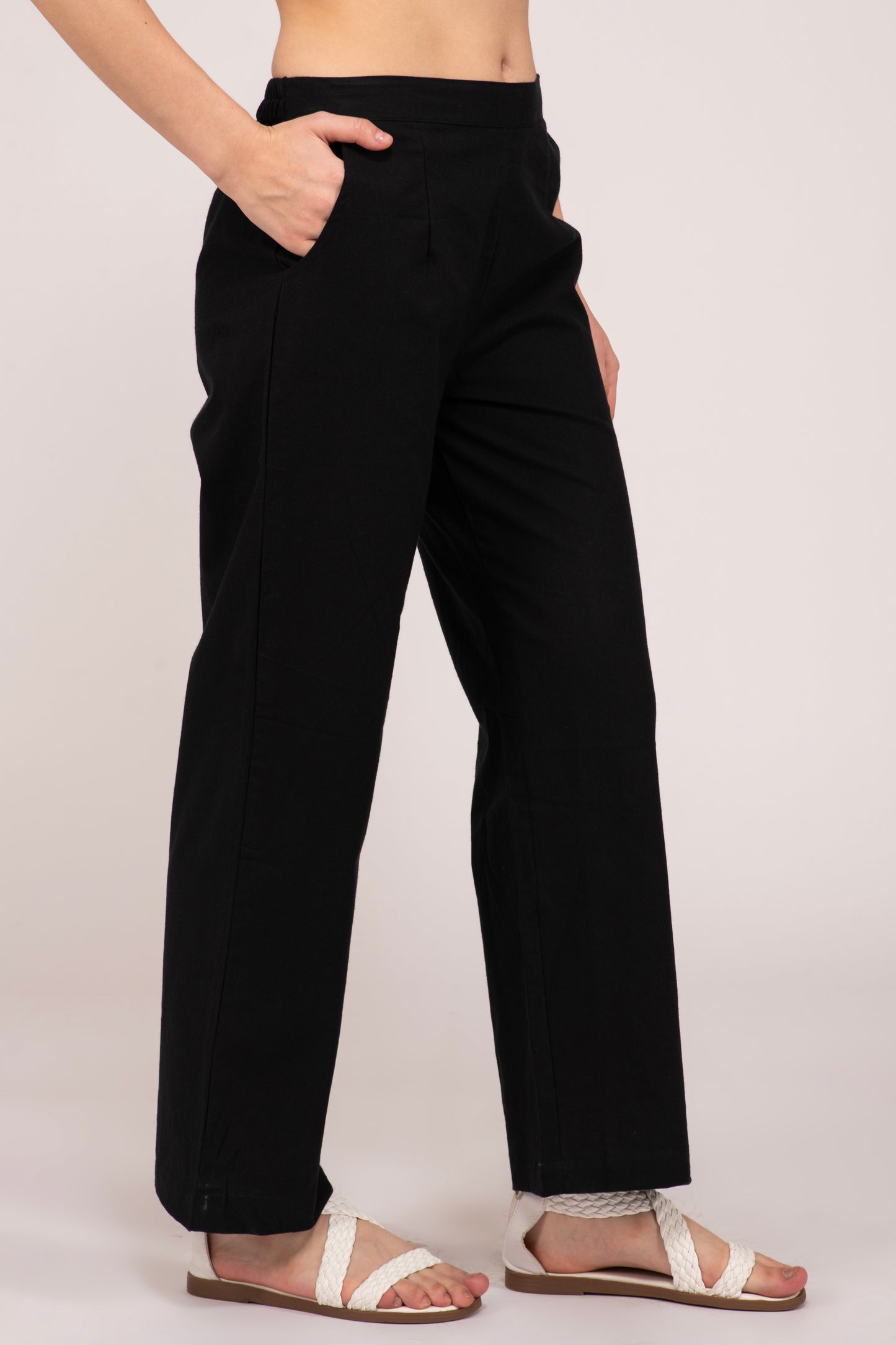 Black Wide Leg Cotton Pant