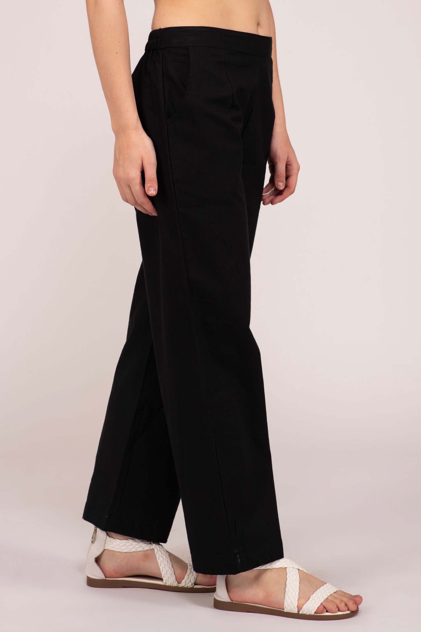 Black Wide Leg Cotton Pant
