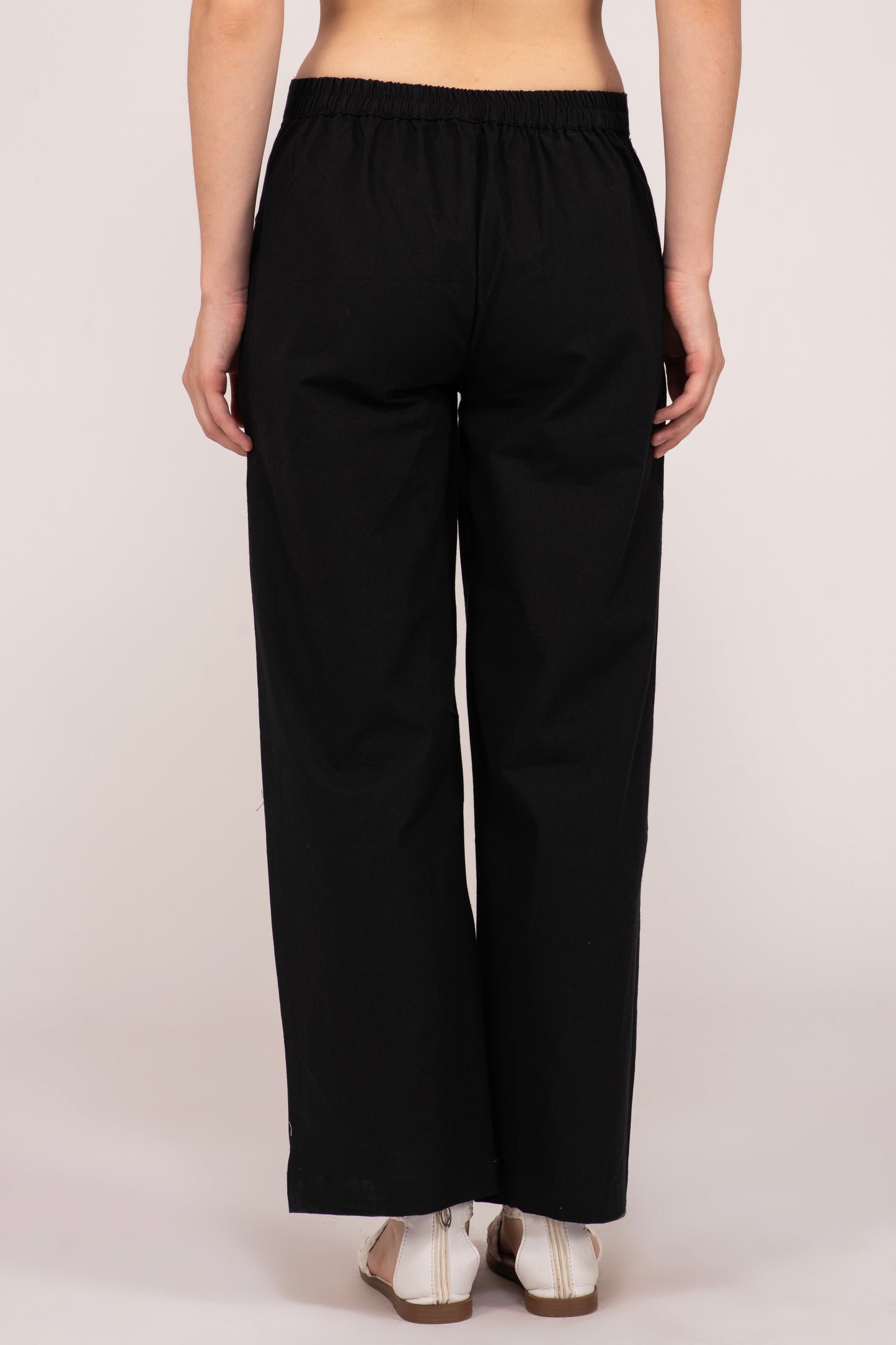 Black Wide Leg Cotton Pant