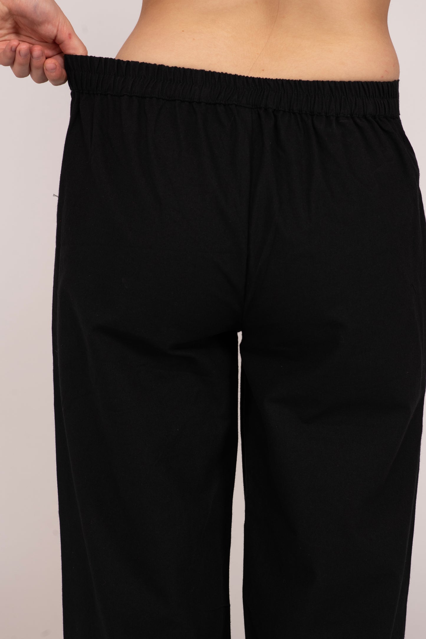 Black Wide Leg Cotton Pant