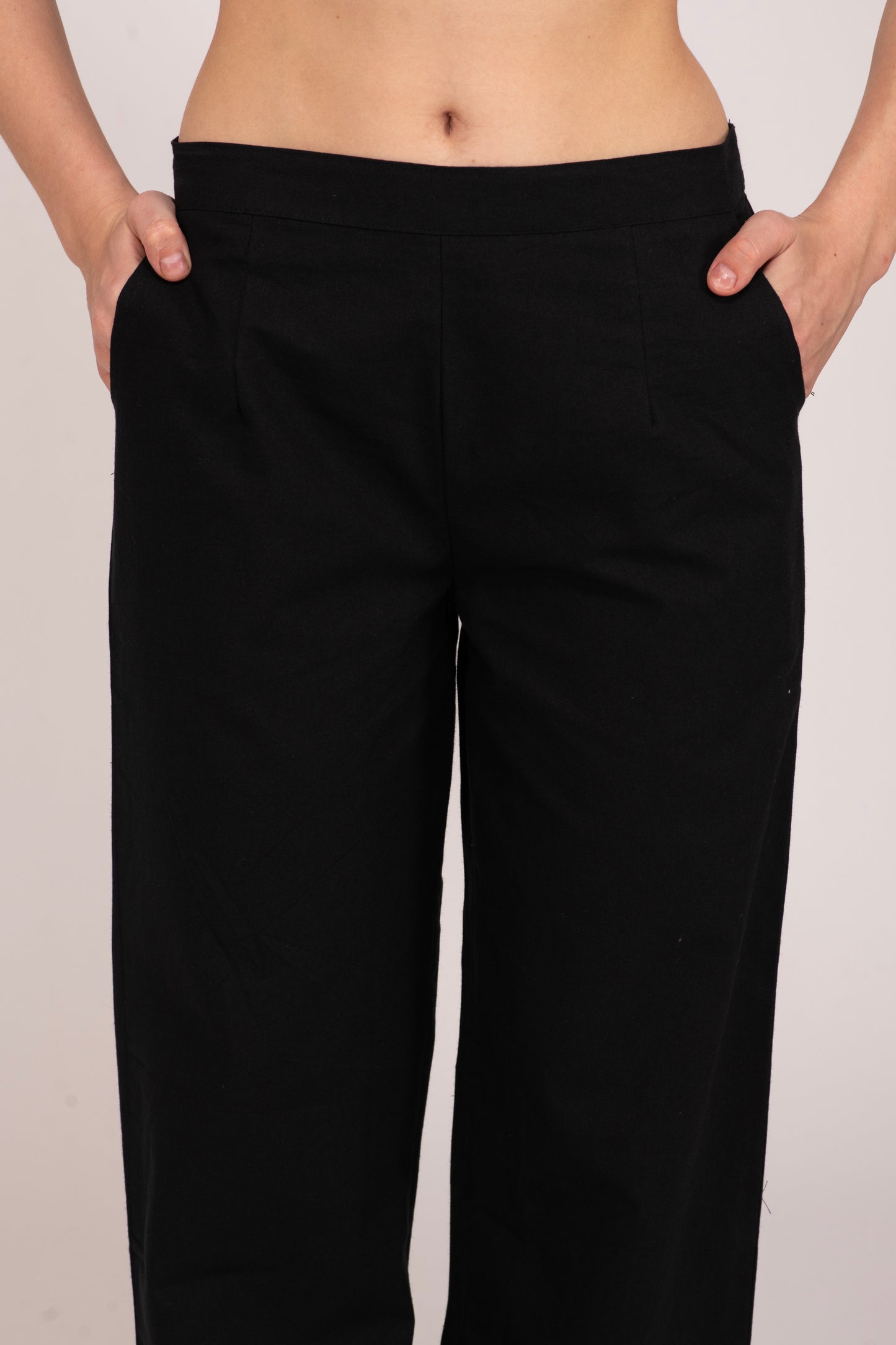 Black Wide Leg Cotton Pant