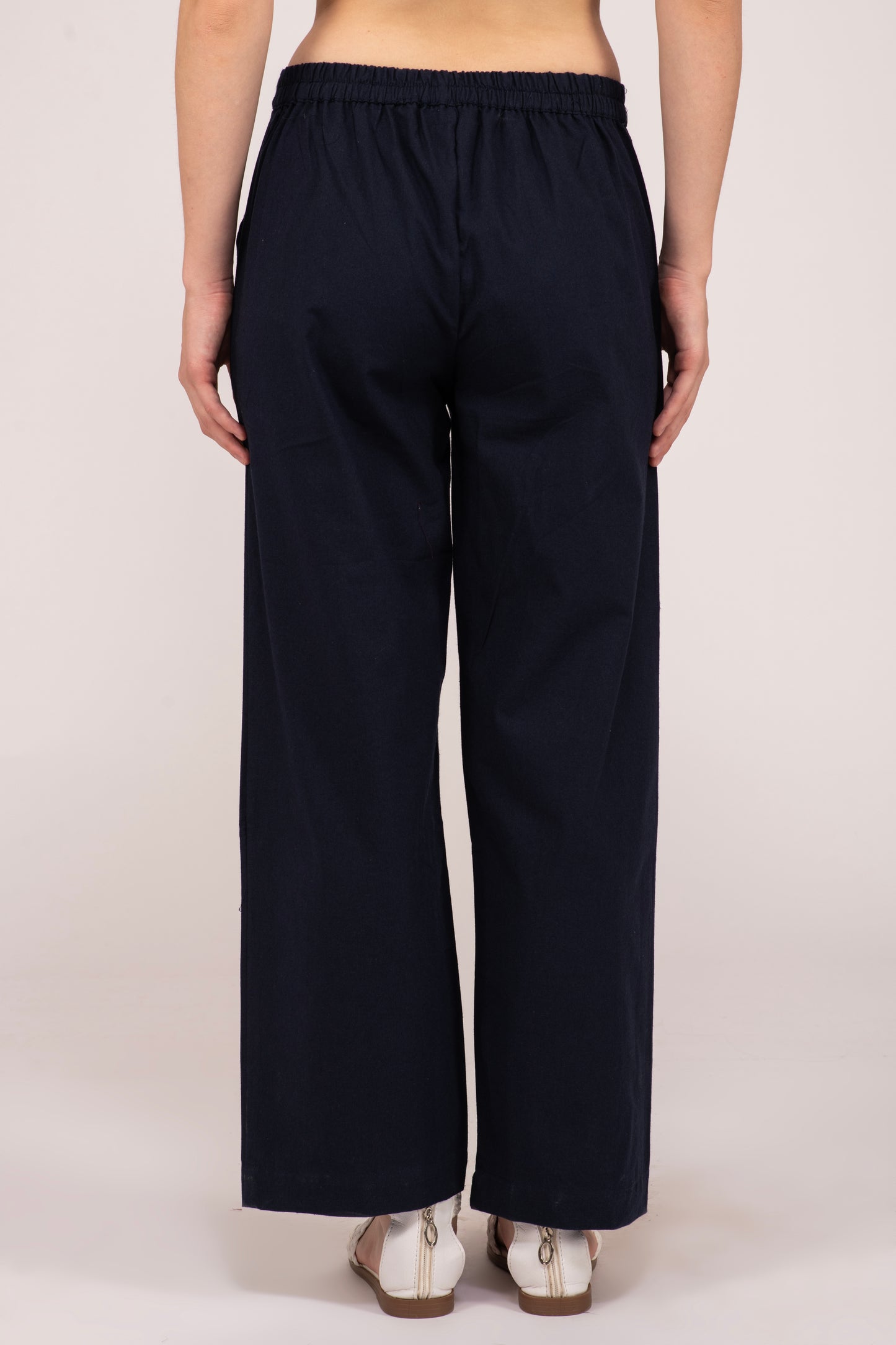 Navy Blue Wide Leg Cotton pant