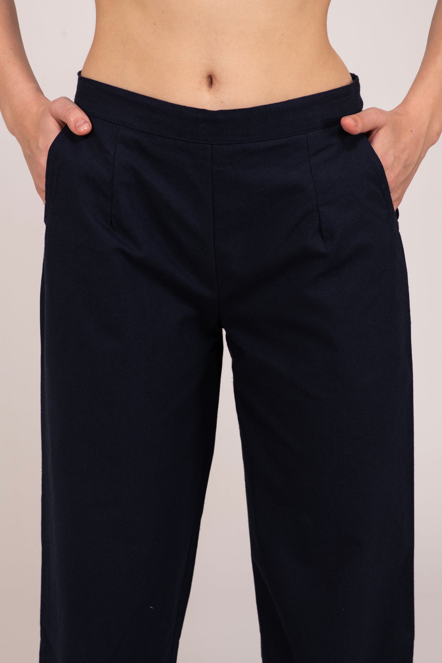 Navy Blue Wide Leg Cotton pant