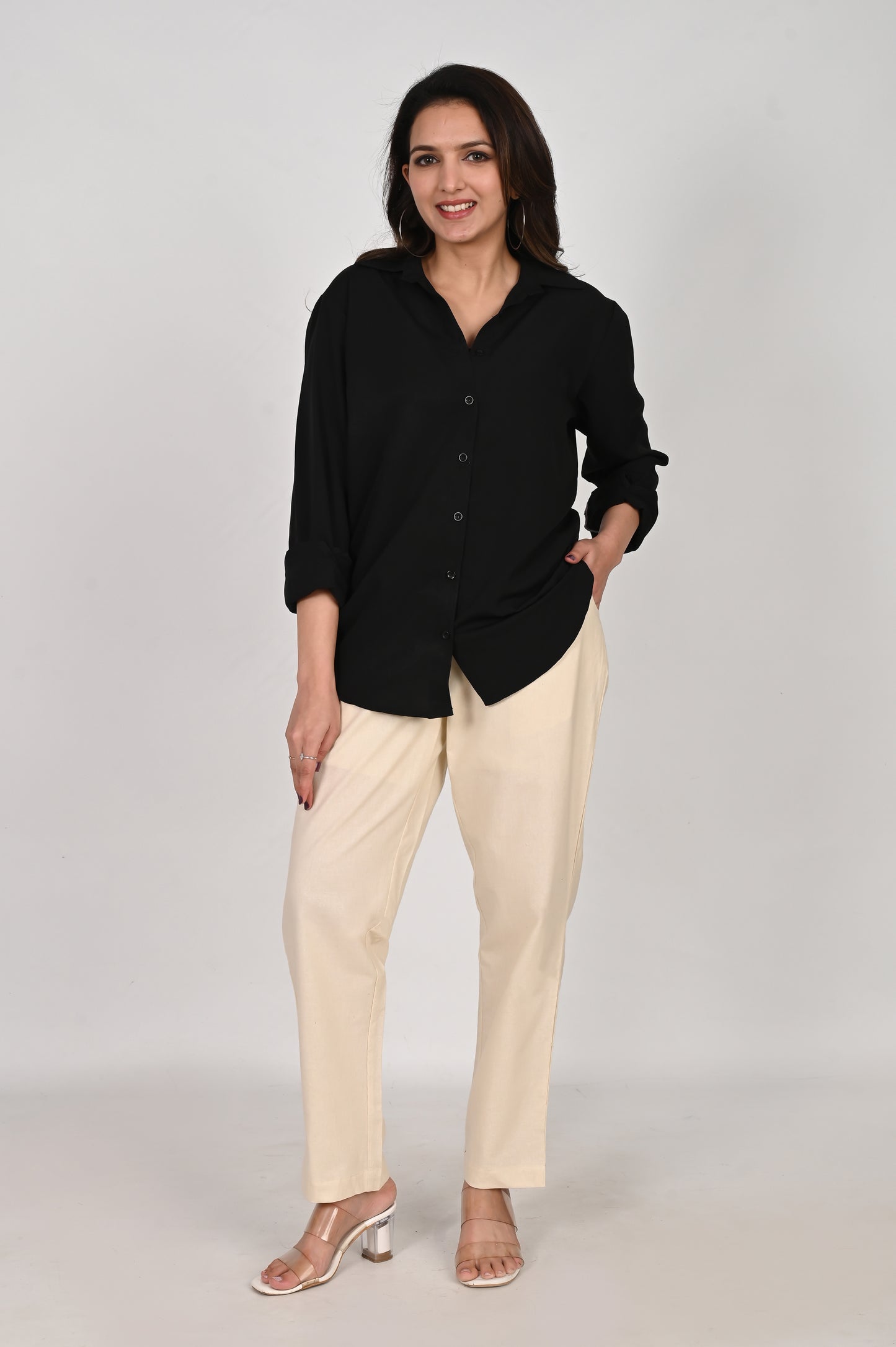 Beige Color Cotton Pant for Women