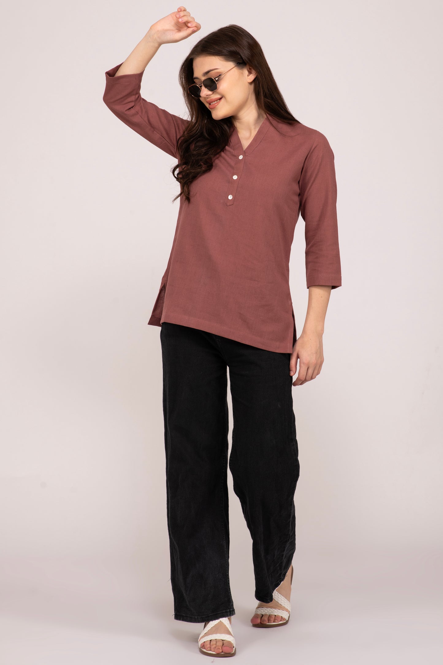 Rose Taupe Short Kurti for women