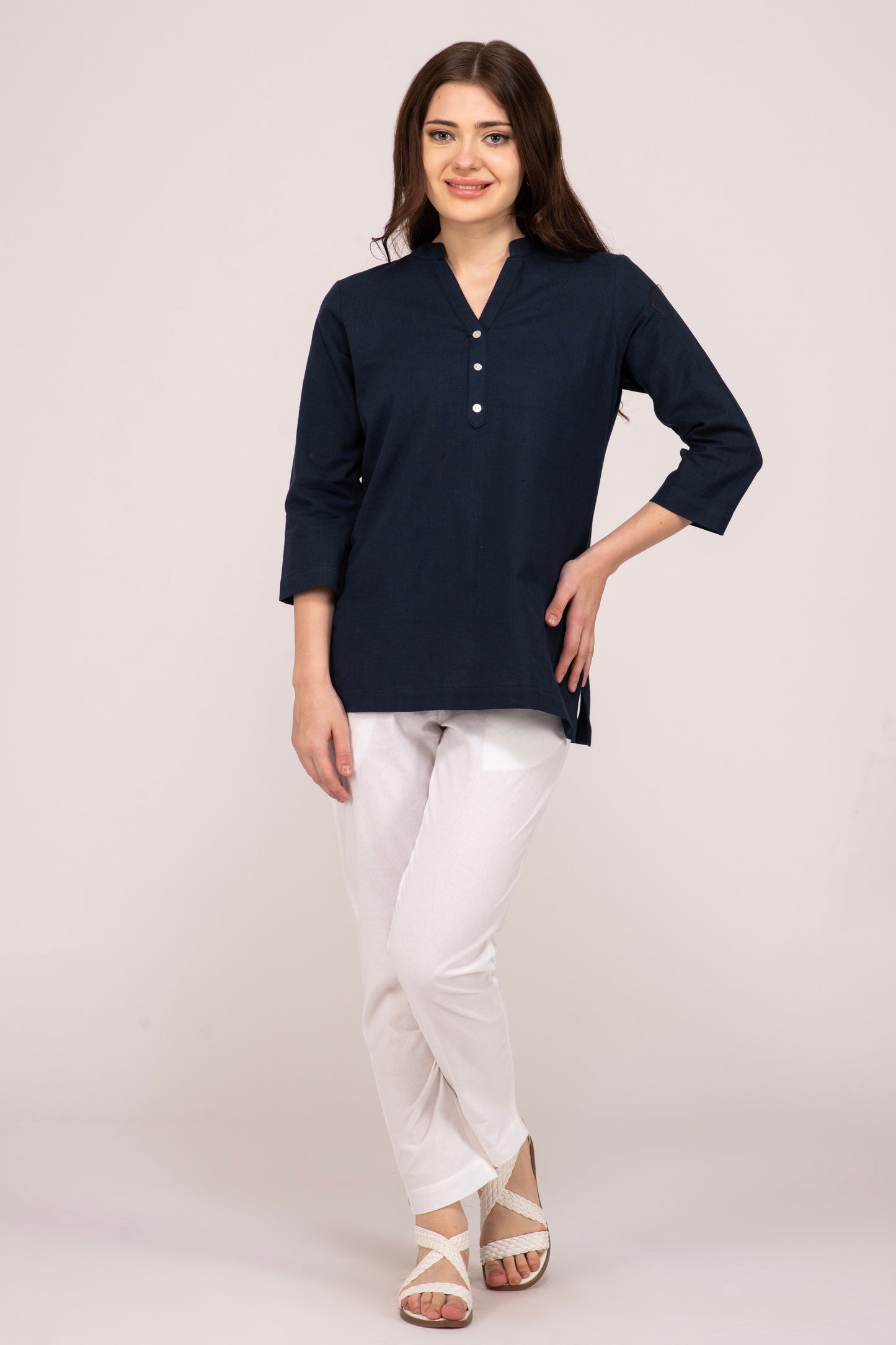 Navy Blue Short Kurti for Women at Albelie