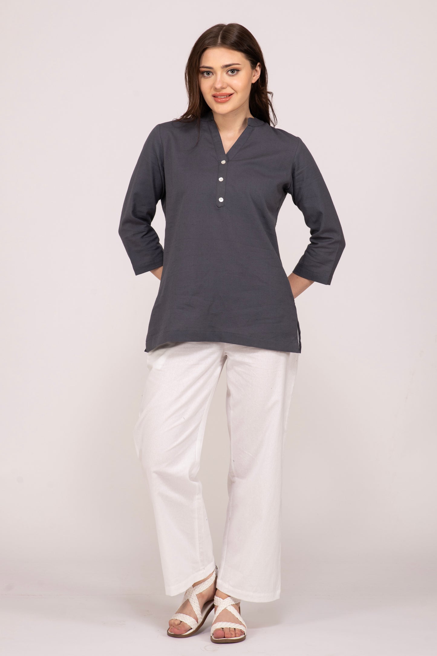 Buy Slate Grey Short Kurti for Women Online at Albelie. Shop From The Latest Kurties available in a variety of size at best prices.