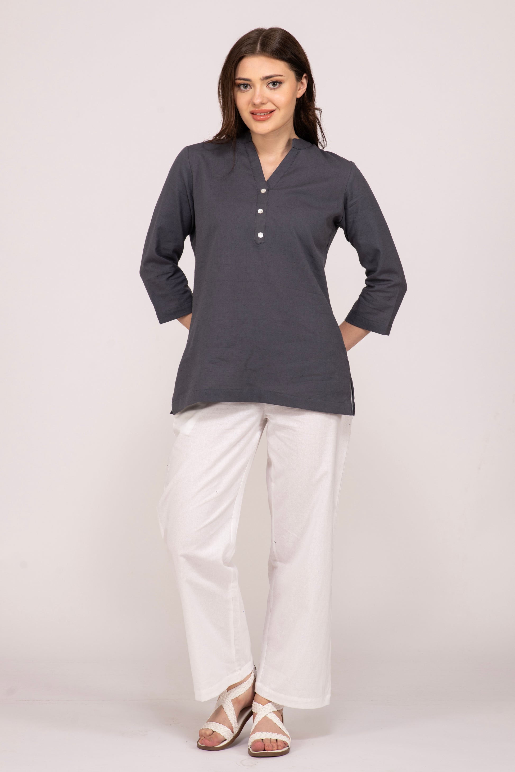Buy Slate Grey Short Kurti for Women Online at Albelie. Shop From The Latest Kurties available in a variety of size at best prices.