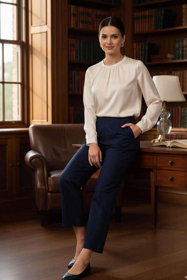 Navy Blue Wide Leg Cotton pant