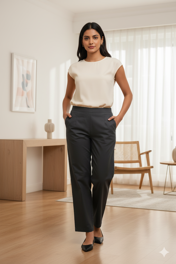 Cement Grey Wide Leg Cotton Pant