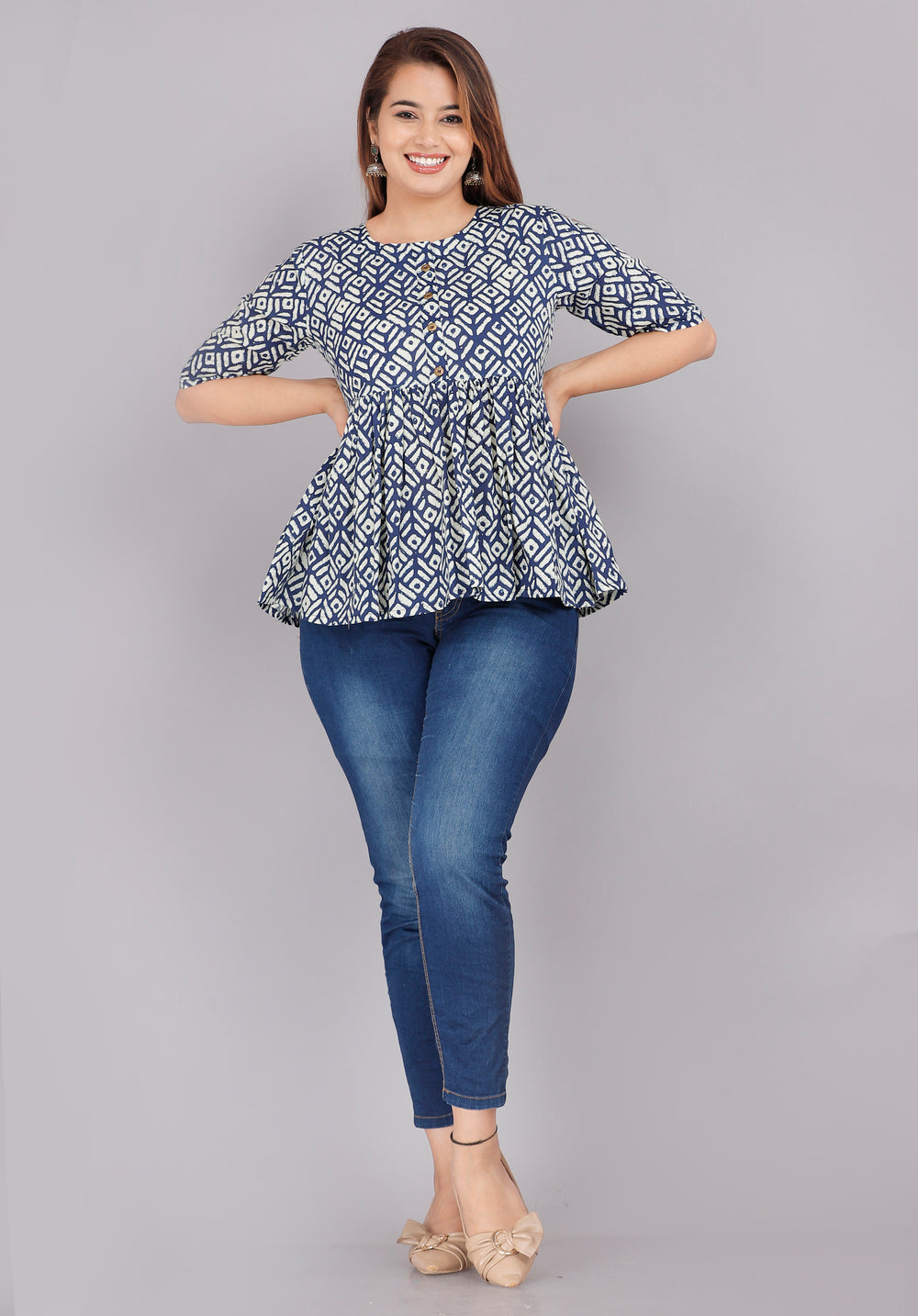 Blue Abstract Everyday short Kurta