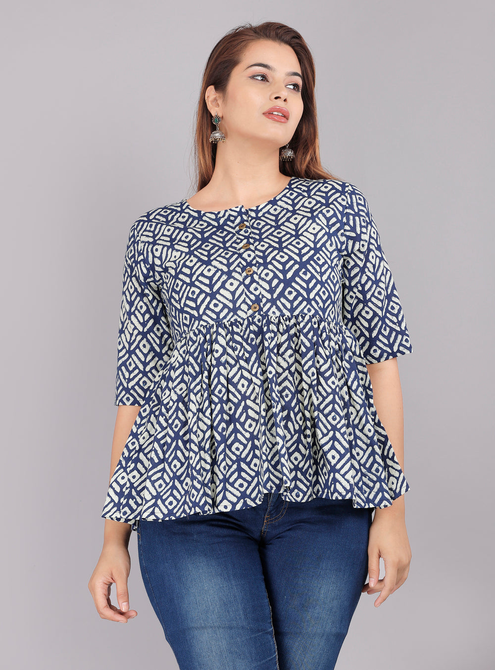 Blue Abstract Everyday short Kurta