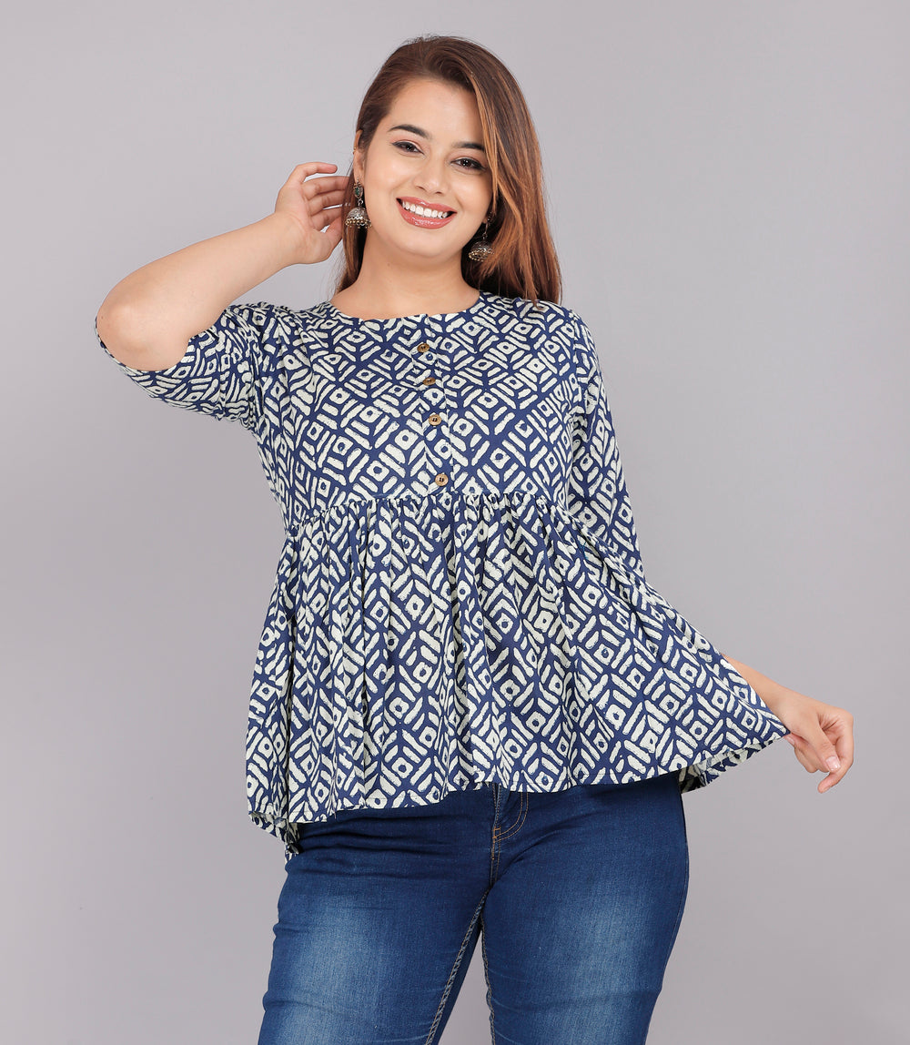 Blue Abstract Everyday short Kurta