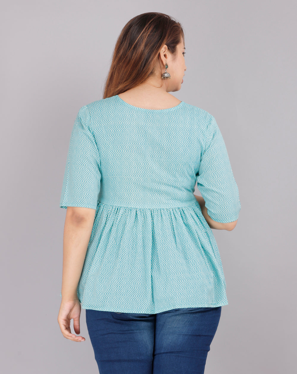 Sky Handblock Everyday Short Kurta