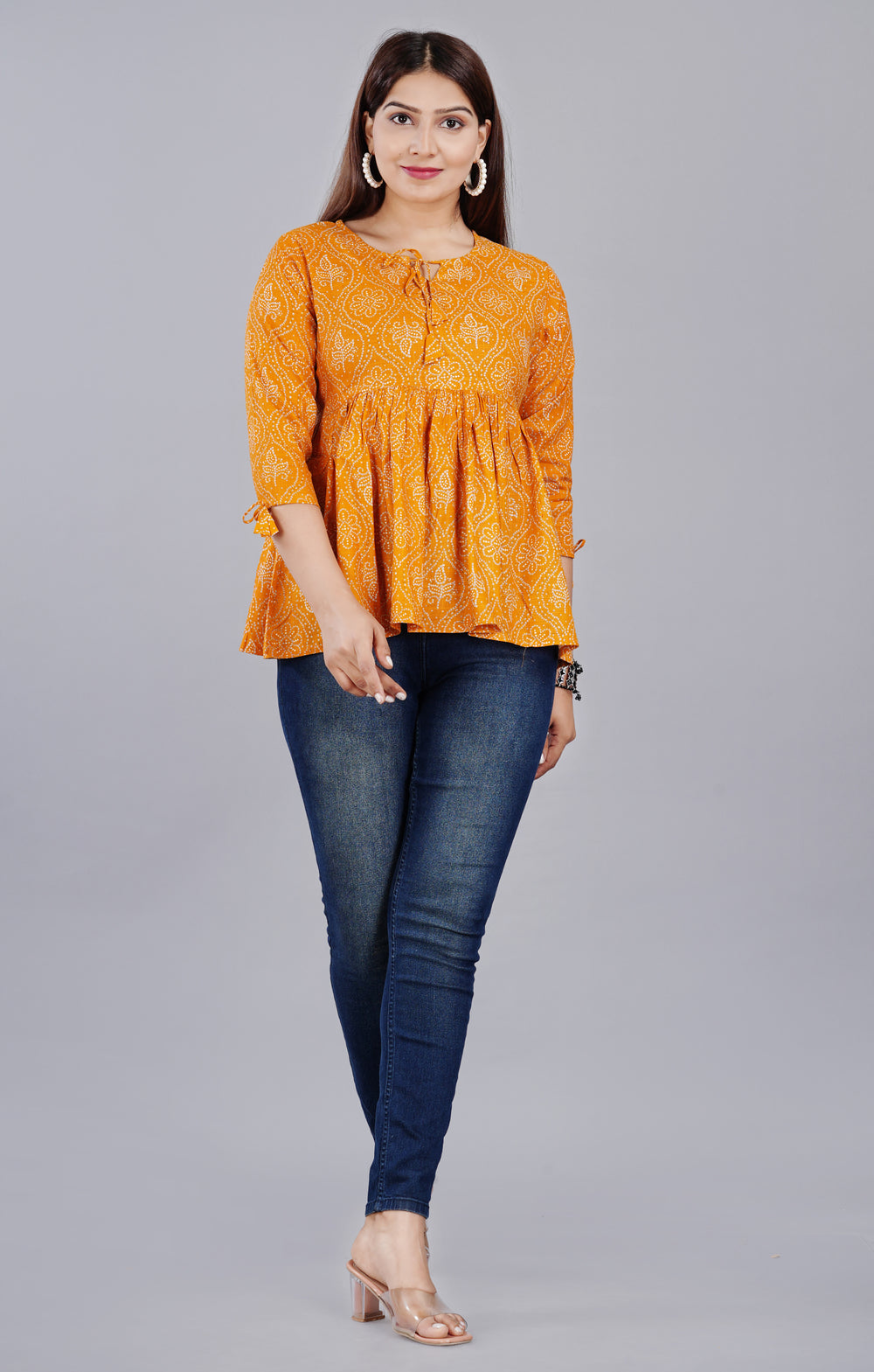 Mustard Abstract Everyday Short Kurta