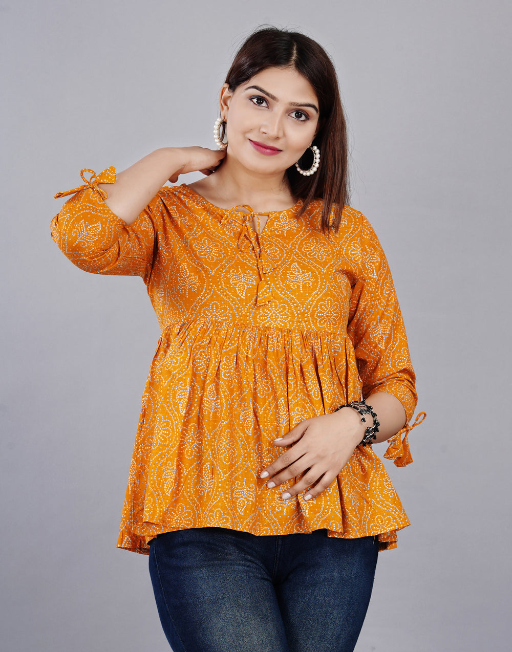 Mustard Abstract Everyday Short Kurta
