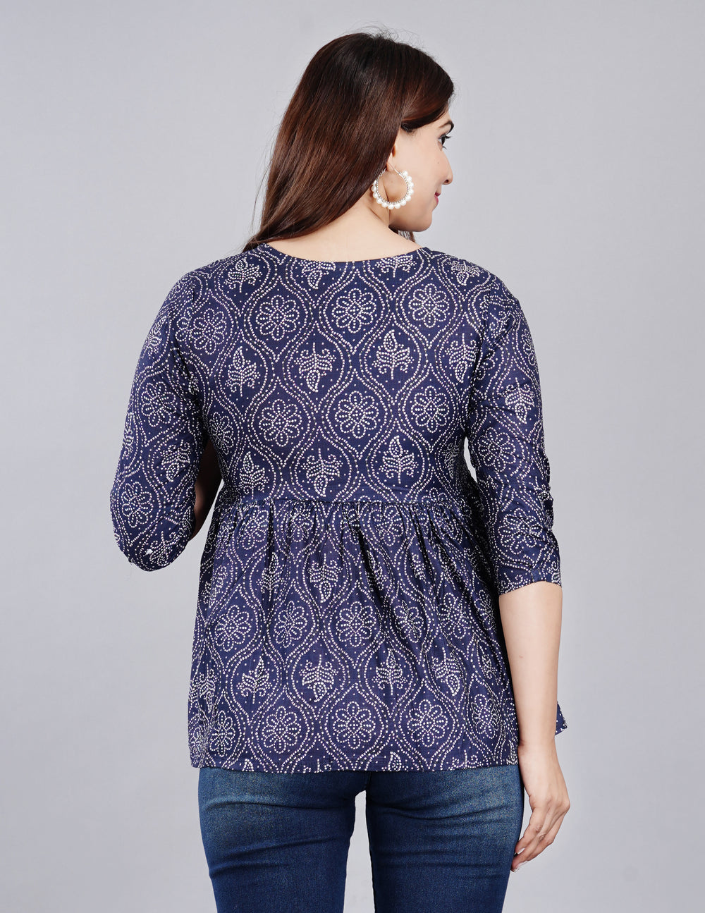 Navy blue Boota Design Everyday Short Kurta