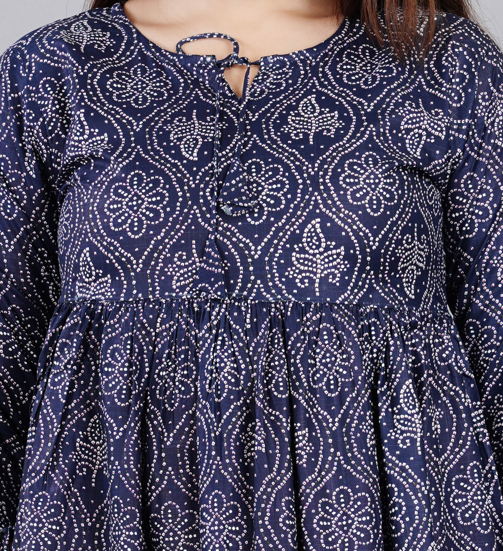 Navy blue Boota Design Everyday Short Kurta