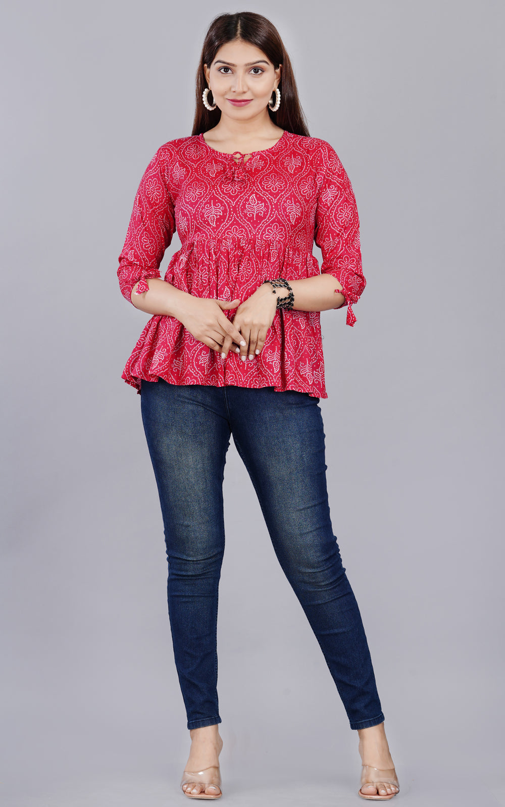 Pink Boota Design Everyday Short Kurta