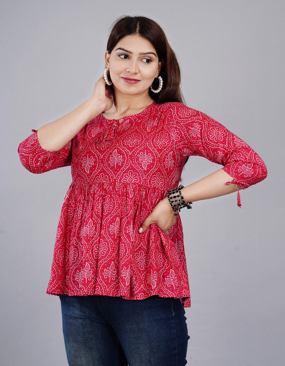 Pink Boota Design Everyday Short Kurta