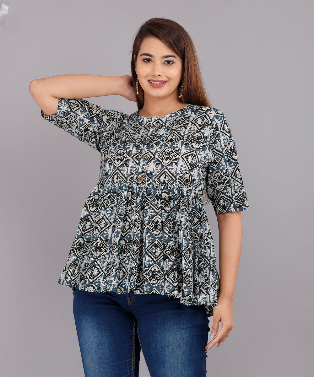 Grey Abstract Everyday Short Kurta