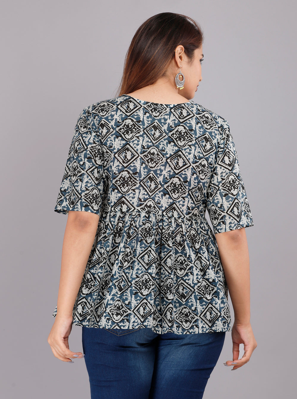 Grey Abstract Everyday Short Kurta