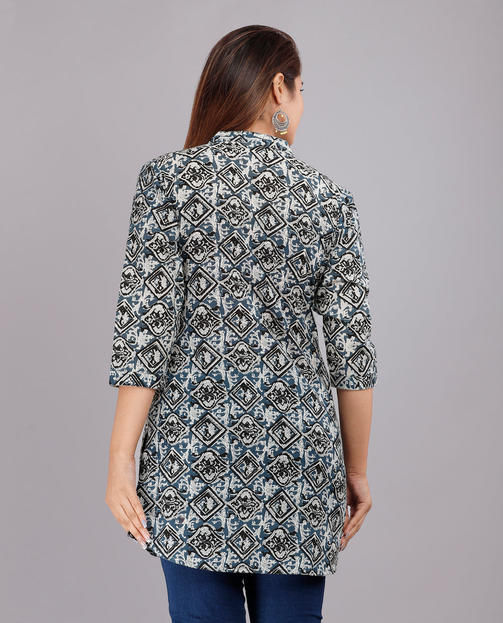 Grey and Black Everyday Mid-Length Kurta