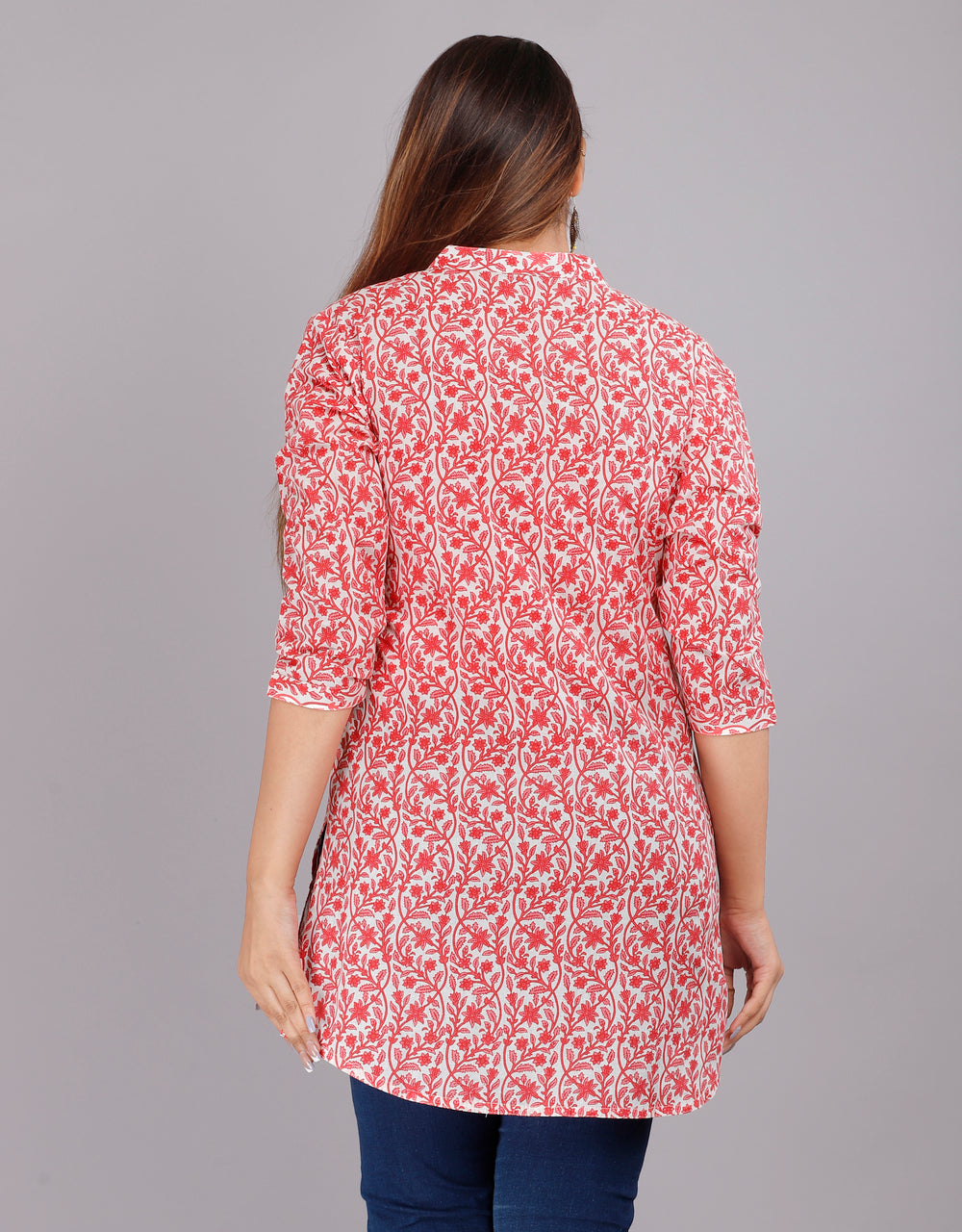 Peach Floral Everyday Mid-Length Kurta