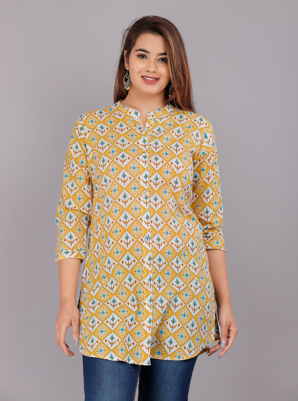 Yellow Floral Everyday Mid-Length Kurta