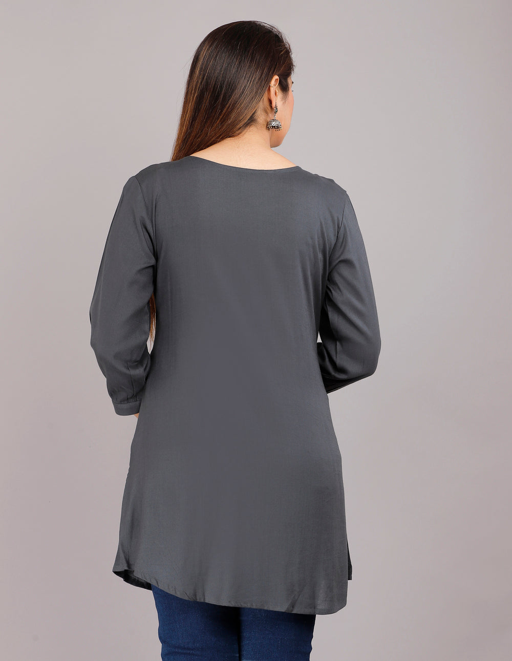Grey embroidery Everyday Short Kurta