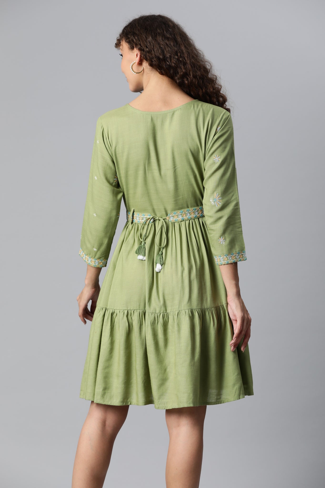 Olive Green Flare Dress