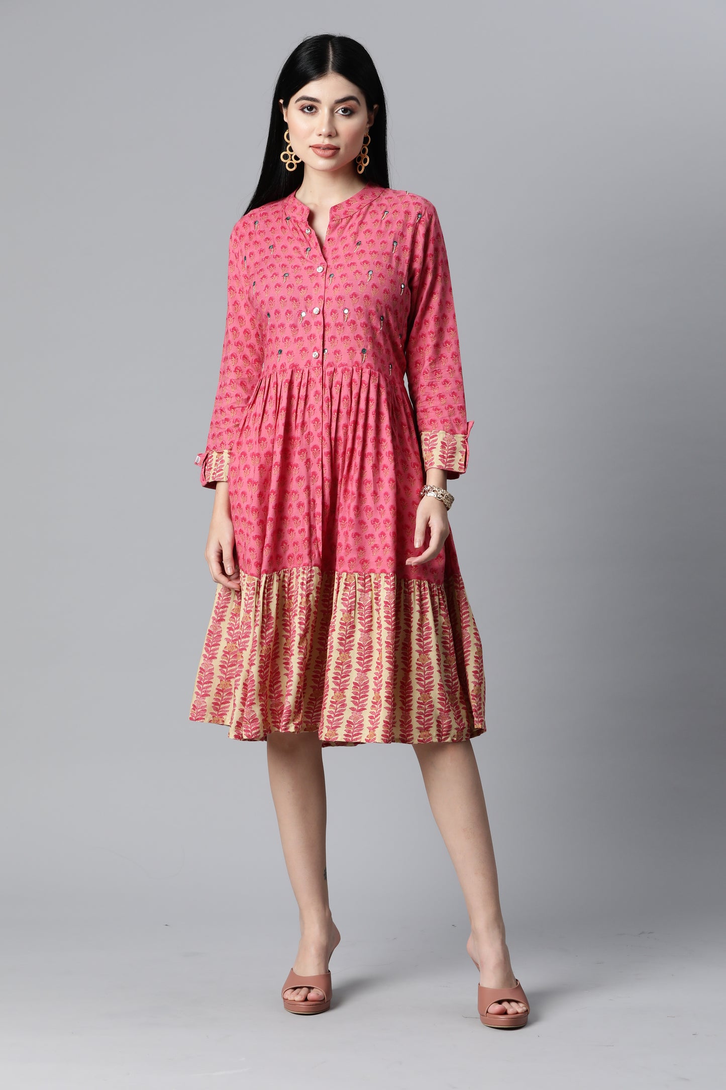 Pink Designer Flare Dress