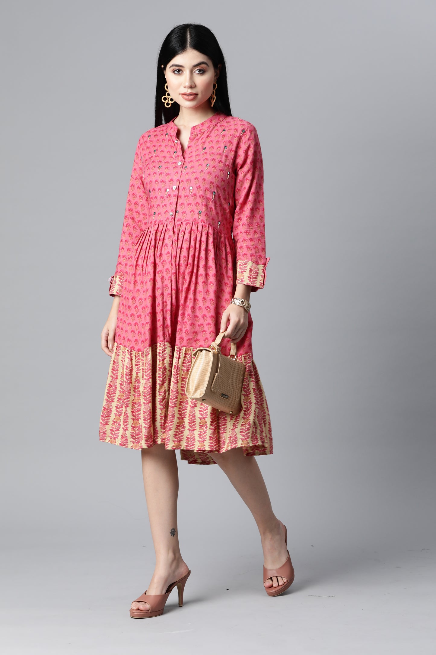 Pink Designer Flare Dress