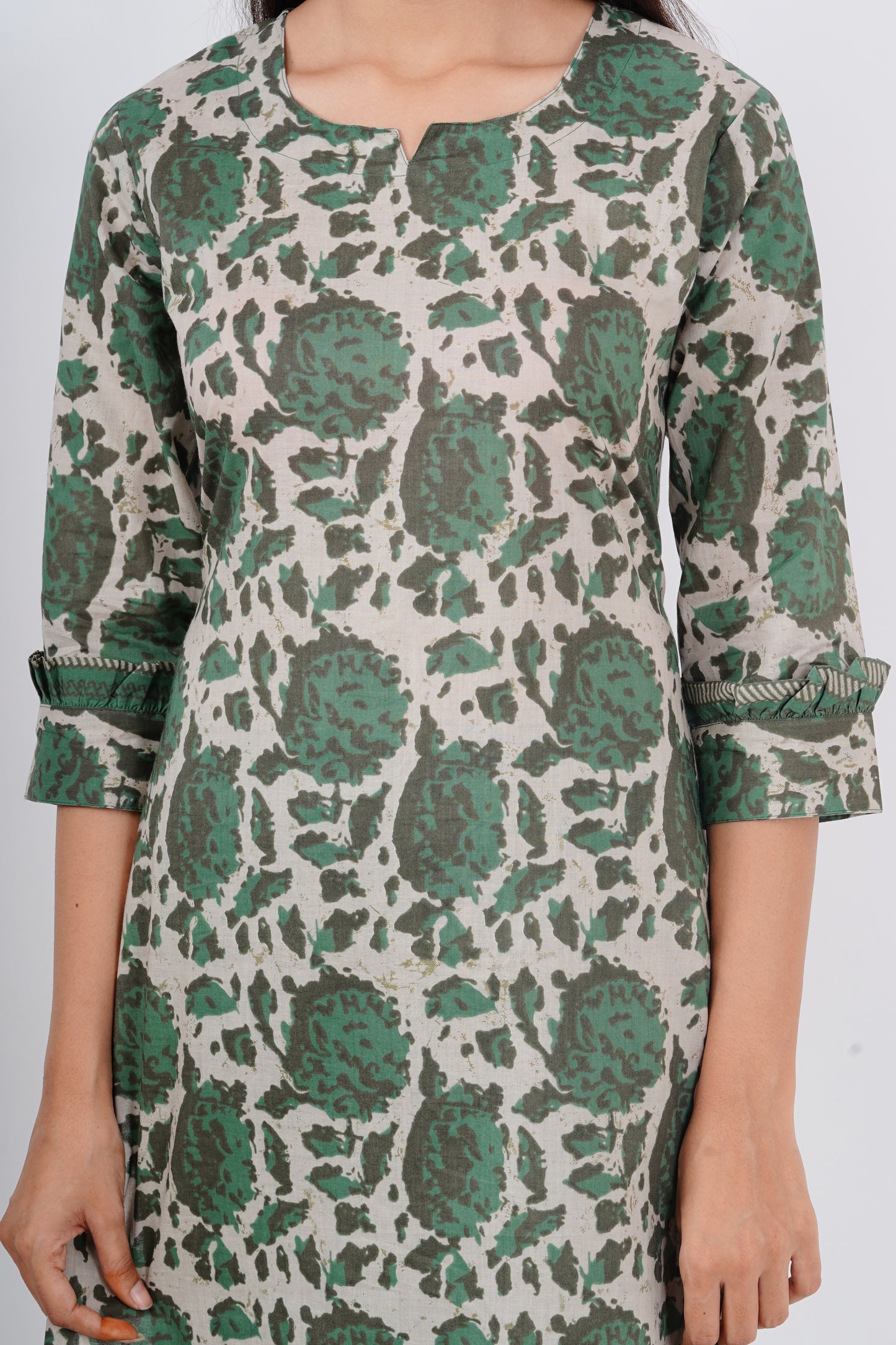 Green Casual Suit With Dupatta