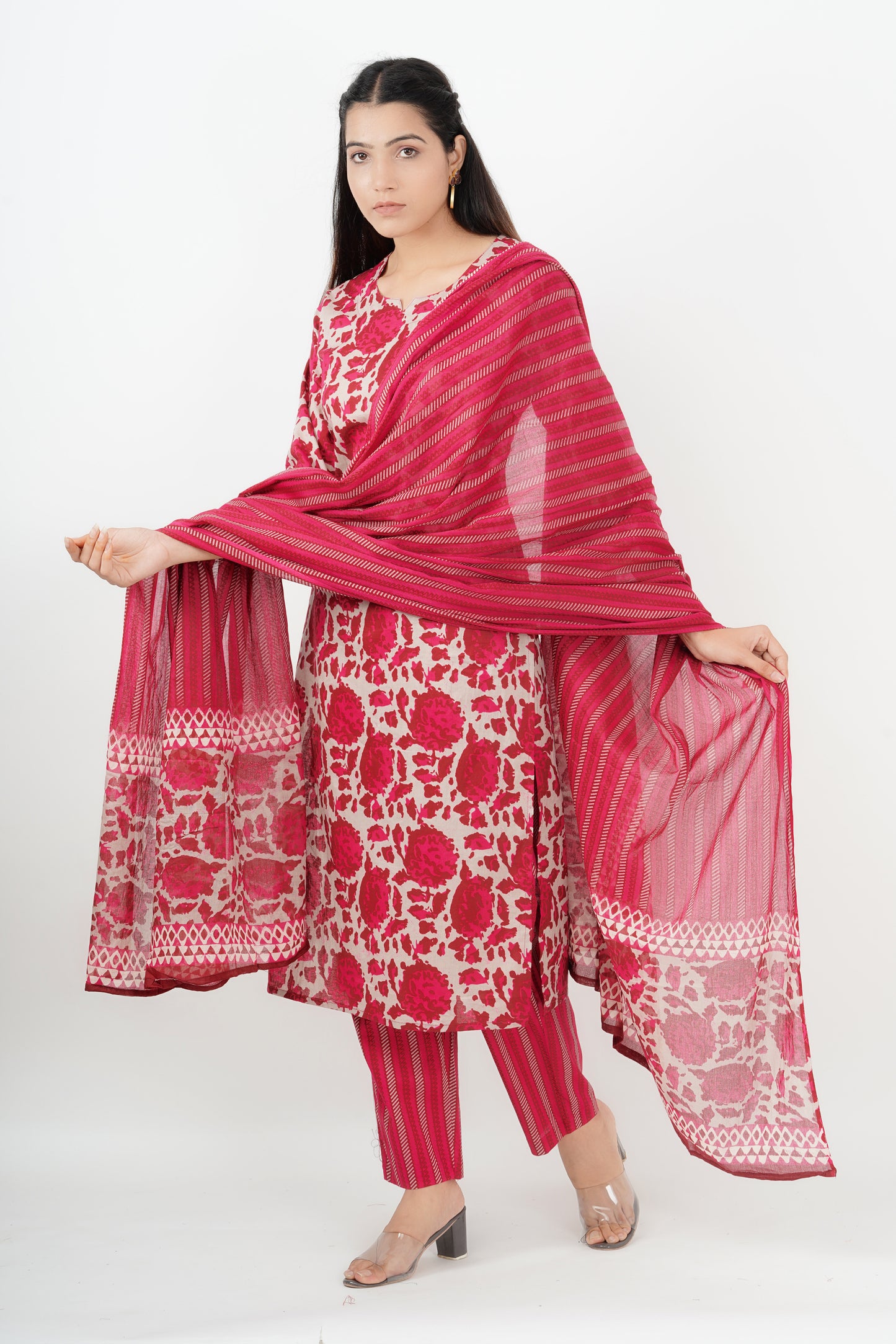 Bagru Print Casual Suit With Dupatta