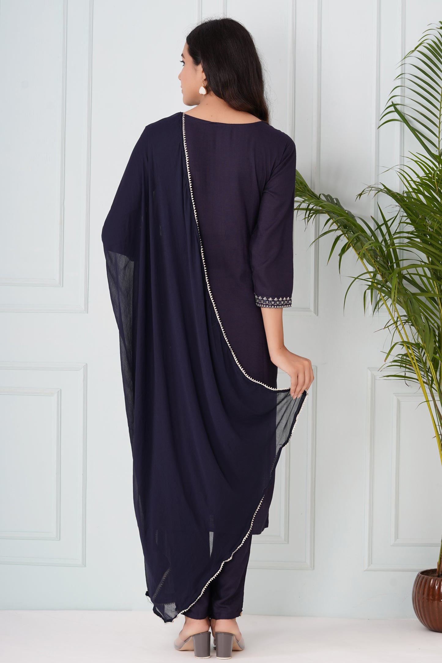 Dark Blue Suit Set with Dupatta