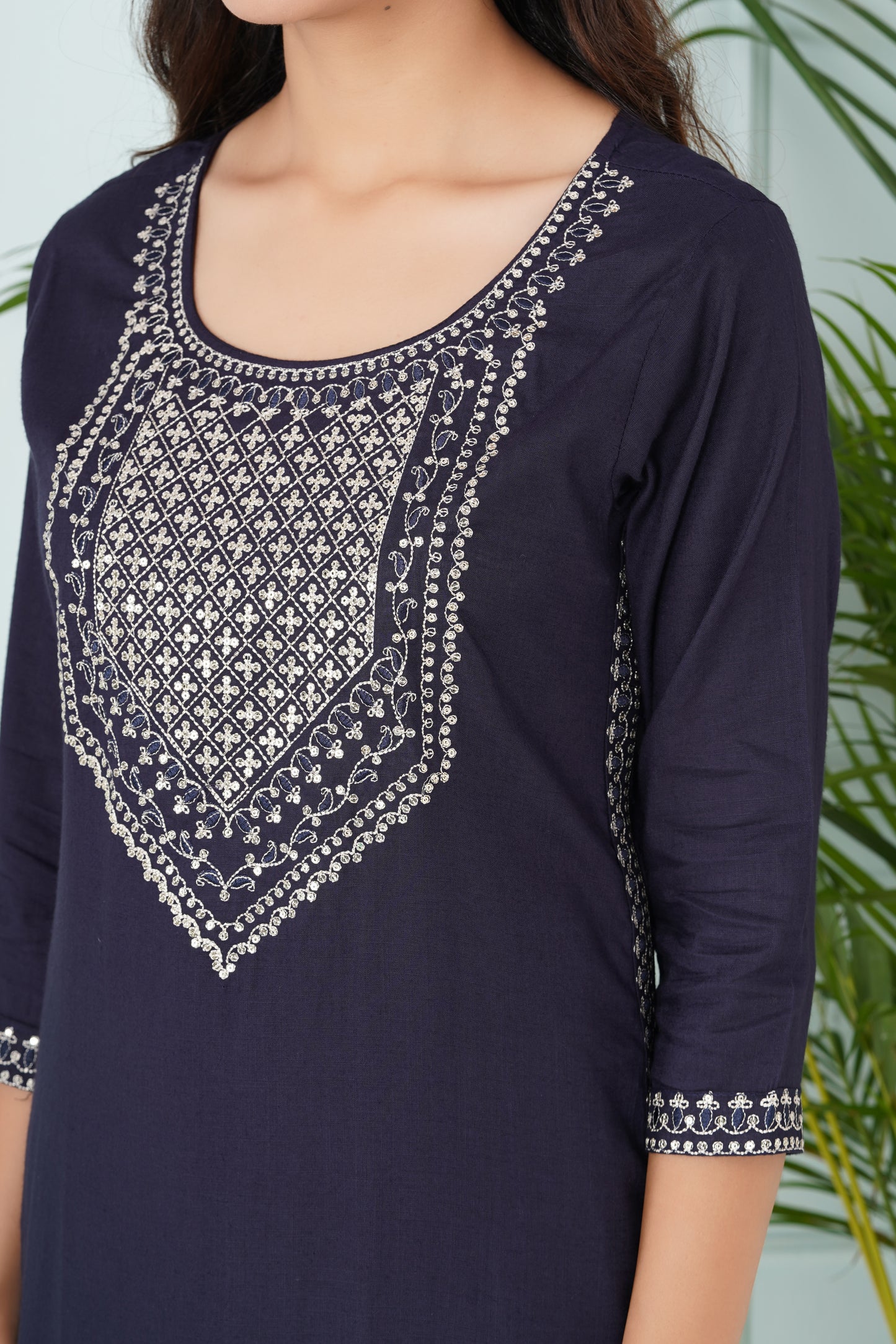 Dark Blue Suit Set with Dupatta