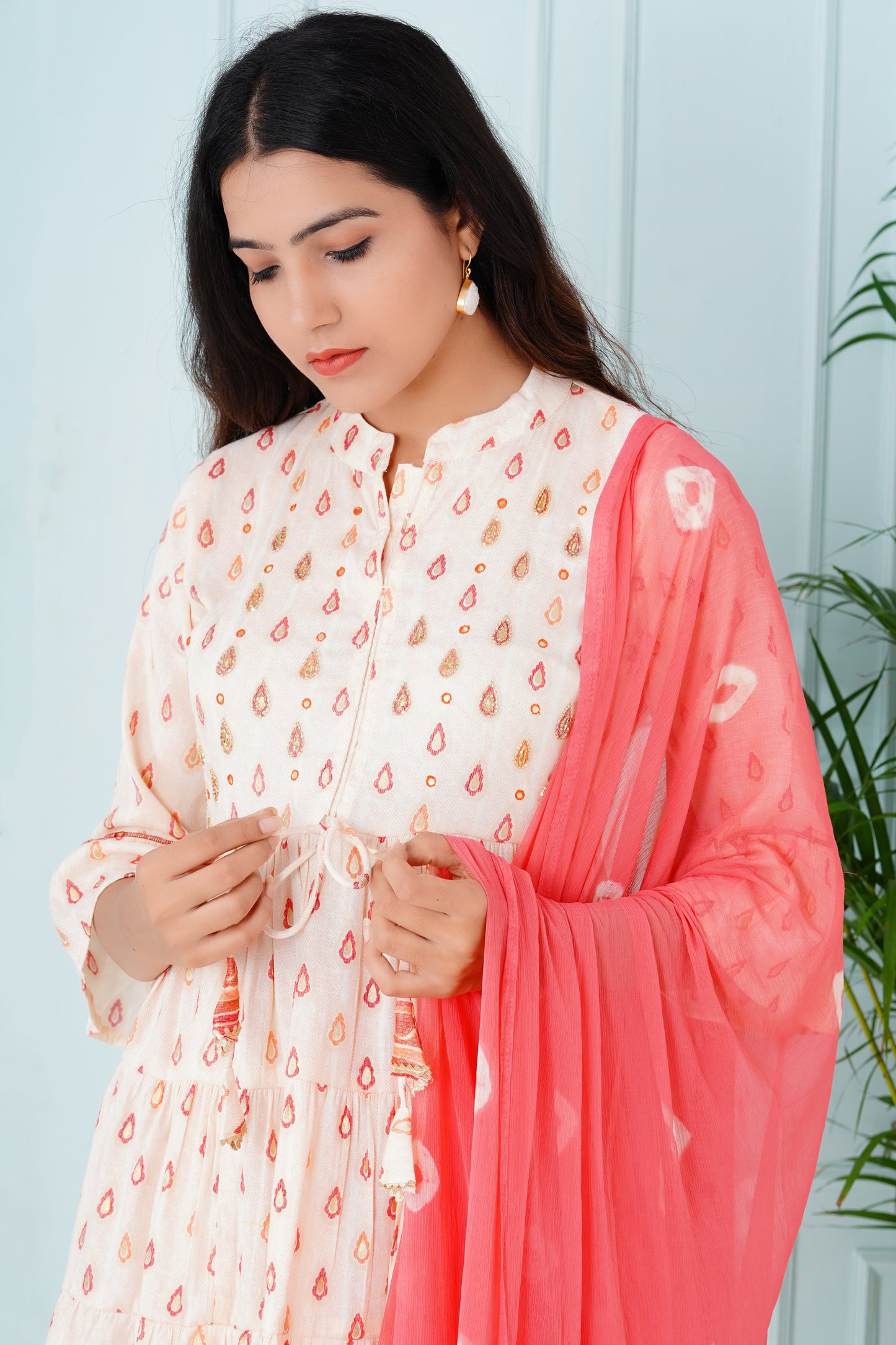 Pink and White Sharara Set with Dupatta
