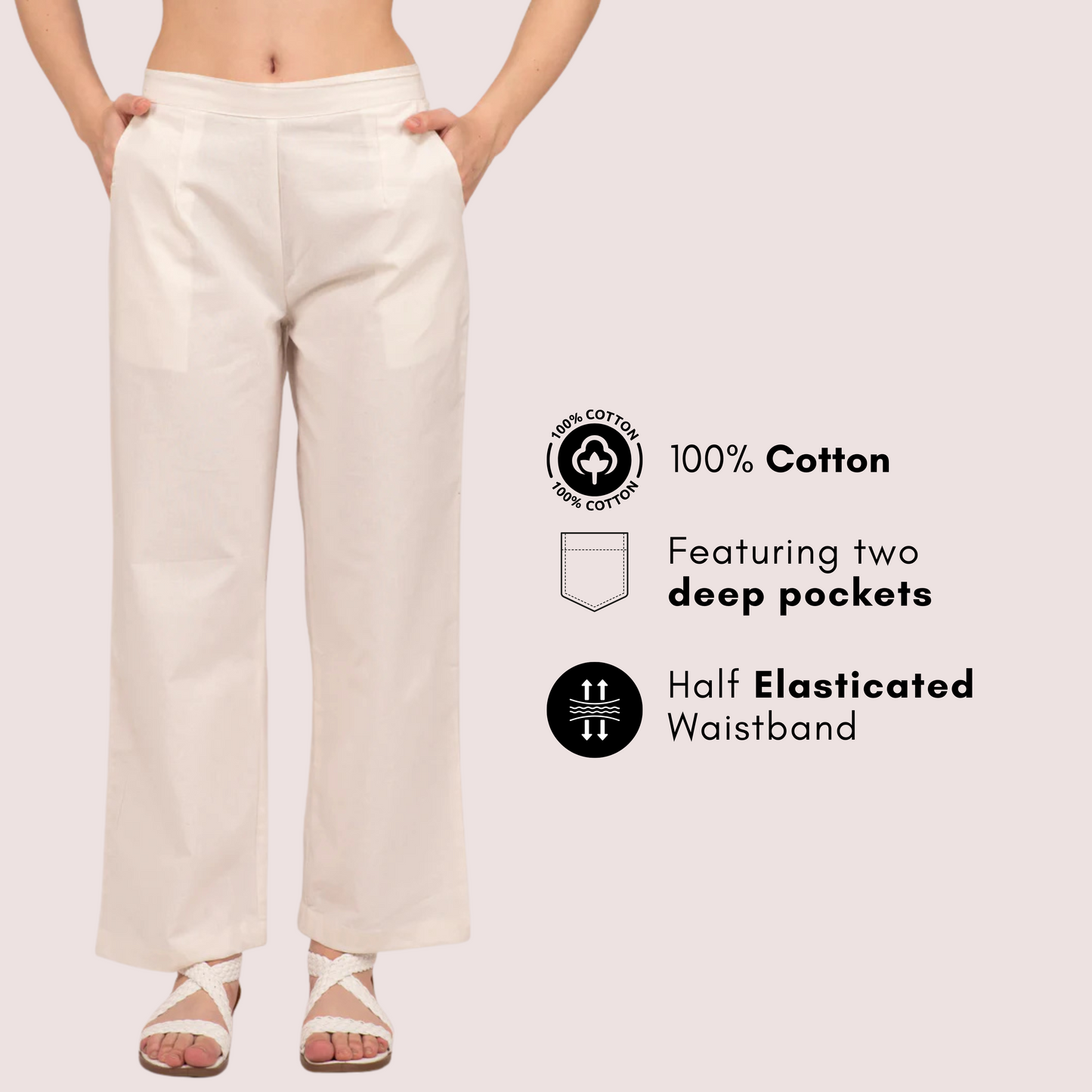 Off - White Wide Leg Cotton Pant