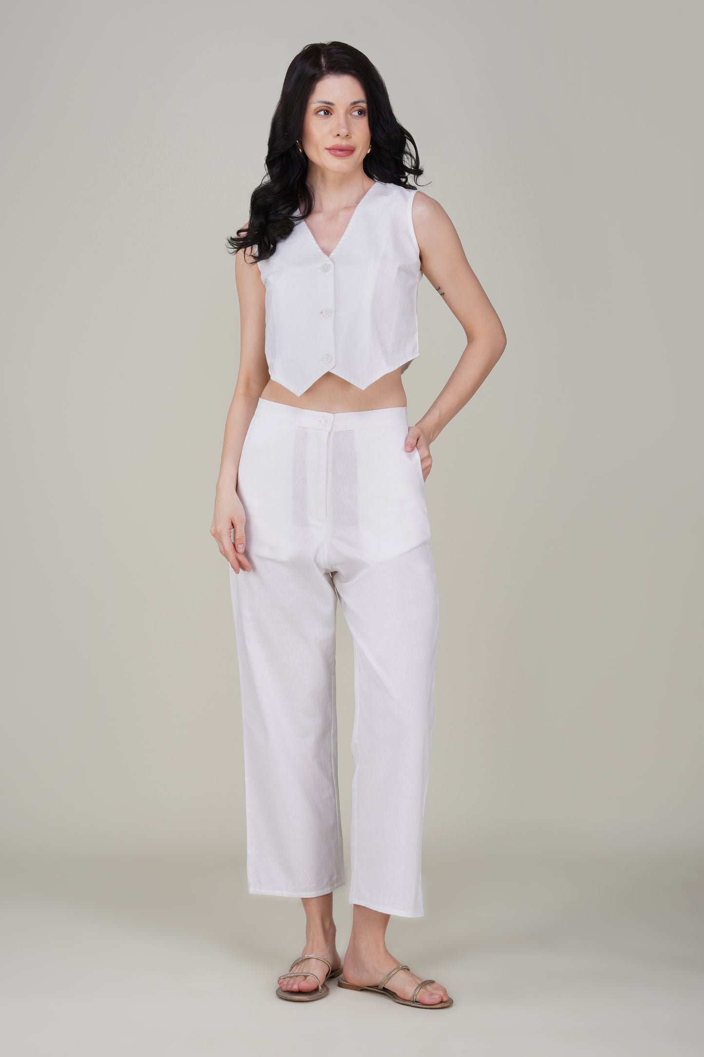 White Cotton Waist coat