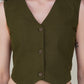 Olive Green  Stylish Cotton Waist coat